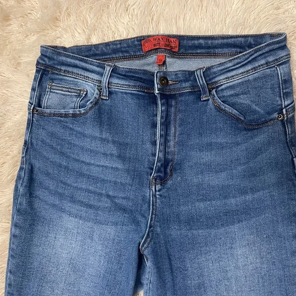 Wax Ripped Blue Skinny Jeans - Picture 3 of 7